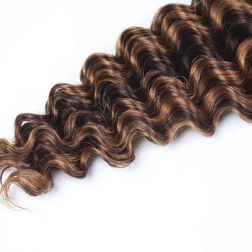 4/30 Freiuoke Human Braiding Hair Deep Wave Bulk Highlight No Weft Curly Braiding Hair Extensions for Boho Braids 16 16 16 Inch 150g/3 Bundles