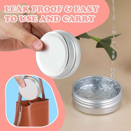 YQ 60 Pack 2oz Tins with Lids, Refillable Salve Tins, Thick 2 oz Tin with Labels, Screw Lid 2oz Tin, Aluminum Round Salve Containers, for Lotions, Balms, Salve, Candle(Silver)