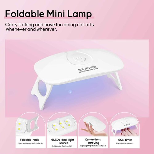 JEWHITENY Poly Gel Nail Kit With U V Lamp And 2 Bottle of 10ML Top Coat Base Coat Set Poly Gel Nail Art Extension Tools Nail Art Design Beginner Kit