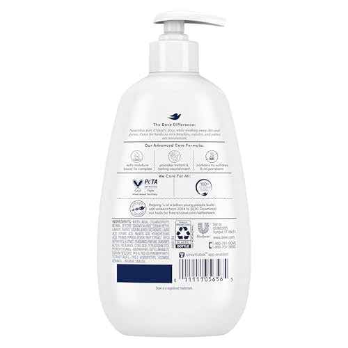 Dove Advanced Care Hand Wash Peach & Rice Milk 4 Count for Washing Away Dirt & Germs While Nourishing Skin 10 Layers Deep, with Moisture Boost 5X Complex