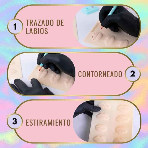 BRAWNA [ 3 Pack ] 3D Lip PMU Practice Skin - Soft Silicone Lip Blush Practice Skin with Human Skin - Like Texture - 10 Lip Shapes - Lip Tattoo Practice Skin – PMU Supplies