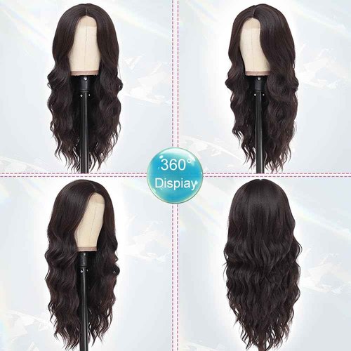 Long Brown Wig for Women 26Inch Wavy Curly Dark Brunette Hair Wigs Synthetic Hair Replacement Heat Resistant Hair Wig for Daily Party Use