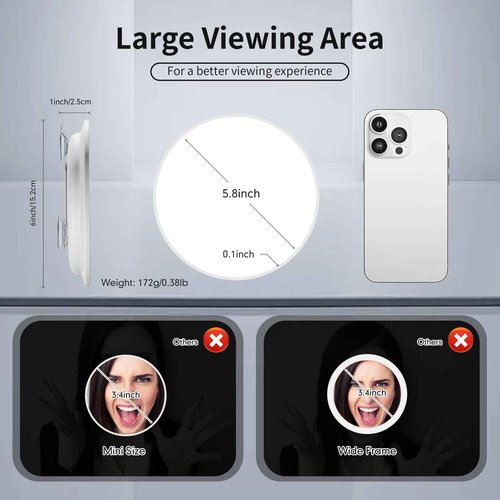 Travel Magnifying Mirror 30x Large 6” Diameter Makeup Mirror with Magnification 30x, Portable Handheld Close Up Magnified Mirror with Stand & Suction Cups, Perfect for Makeup, Shaving, Deep Cleaning