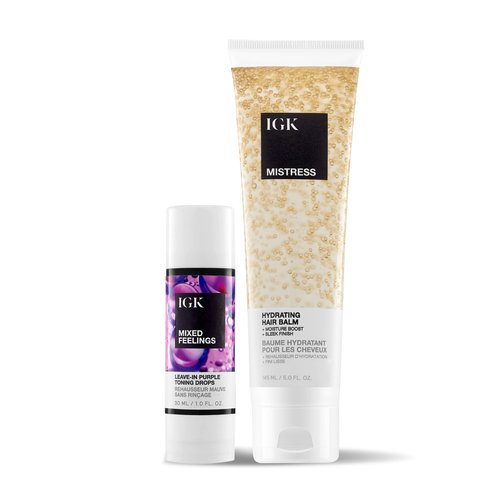 IGK - MISTRESS X MIXED FEELINGS - Hydrating Hair Balm & Blonde Toning Bundle - Control Frizz, Adds Shine, Enhances Color - Haircare Bundle