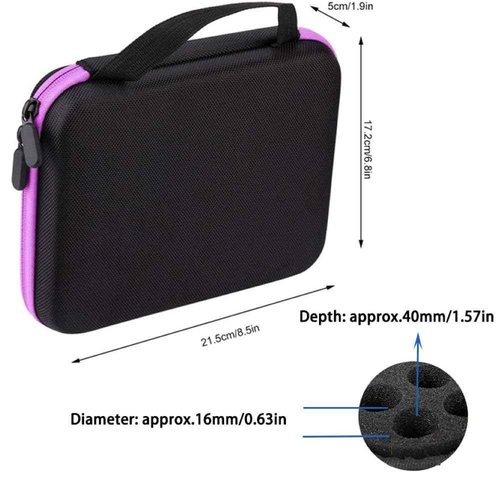 Rigute 63 Bottle EVA Essential Oils Organizer - Holds 1-3ml Bottles, Storage Holder Carrying Case, Traveling Bag with Foam Insert