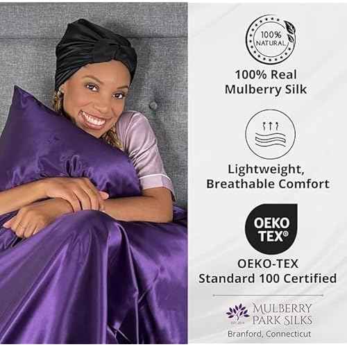 Mulberry Park Silks 100% Silk Head Scarf 36" - 19 Momme Women's Hair Wrap for Sleeping, Reduce Damage, Wear Day & Night