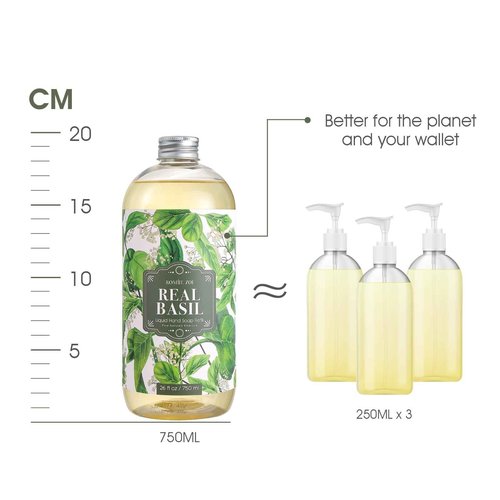 ROMIIE ZOI Liquid Hand Soap Refill Gift Set – Basil Scent, 3 Pack (26 Fl Oz Each), Plant-Based, Biodegradable & Gentle Formula for Daily Use in Kitchen, Bathroom & for Sensitive Skin