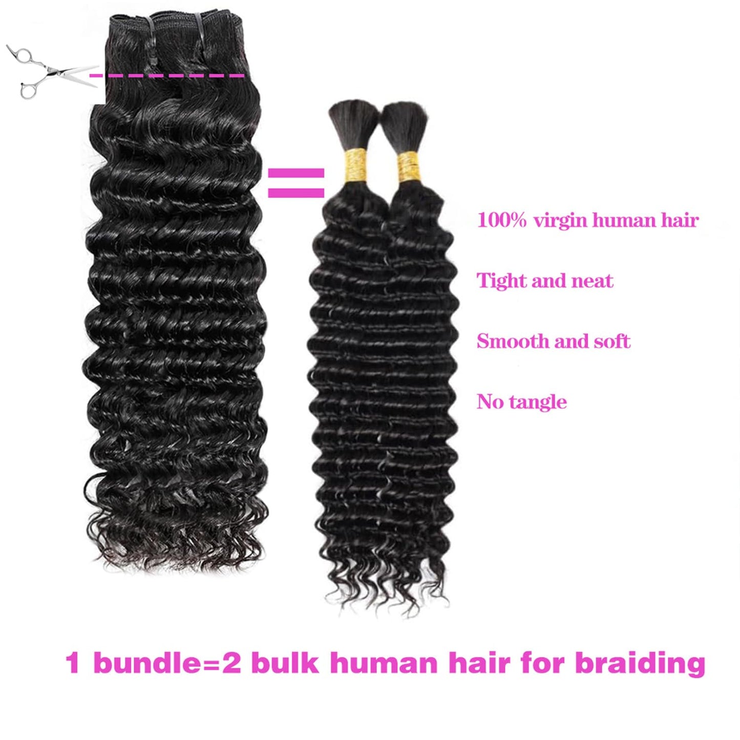 Deep Wave Human Hair Bundles Hair Bundles Wavy Deep Curly Human Hair Bundles Wet And Wavy Bundles Human Hair 3 Bundles Natural Black (Deep Wave, 12 14 16 Inch)