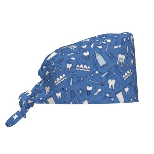 Dental Orthodontics Scrub Caps with Sweatband Adjustable Working Cap Surgical Headgear for Women Men