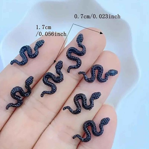 50Pcs Snake Nail Charms for Acrylic Nails Halloween Nail Charms Snake Nail Rhinestones and Charms for Women Girls Nail Art Decorations Accessories Snake Alloy Nail Jewels and Rhinestones