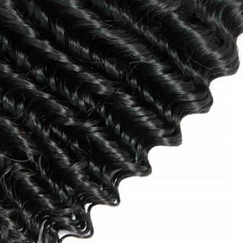 Deep Wave Human Hair Bundles 24 Inch Deep Single Bundle #1B Natural Black Human Hair Unprocessed Native Virgin Hair 100g Total Double Weft Crochet Human Hair Extensions for Women