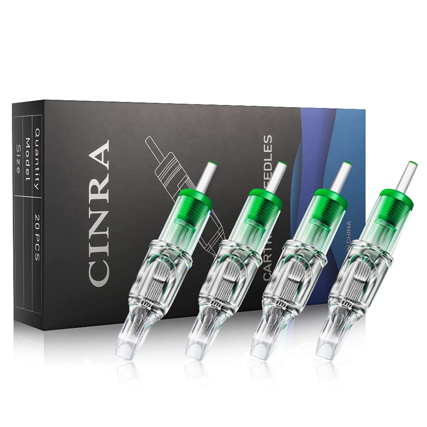 Tattoo Cartridge Needles, CINRA 20Pcs Tattoo Needles Disposable Tattoo Needle Cartridges Round Liner Cartridge Tattoo Machine Needles for Tattoo Beginners and Tattoo Artists