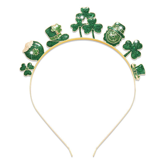 St.Patricks Day Headband Green Lucky Charm Hairband for Irish Parade Hair Hoop Accessories