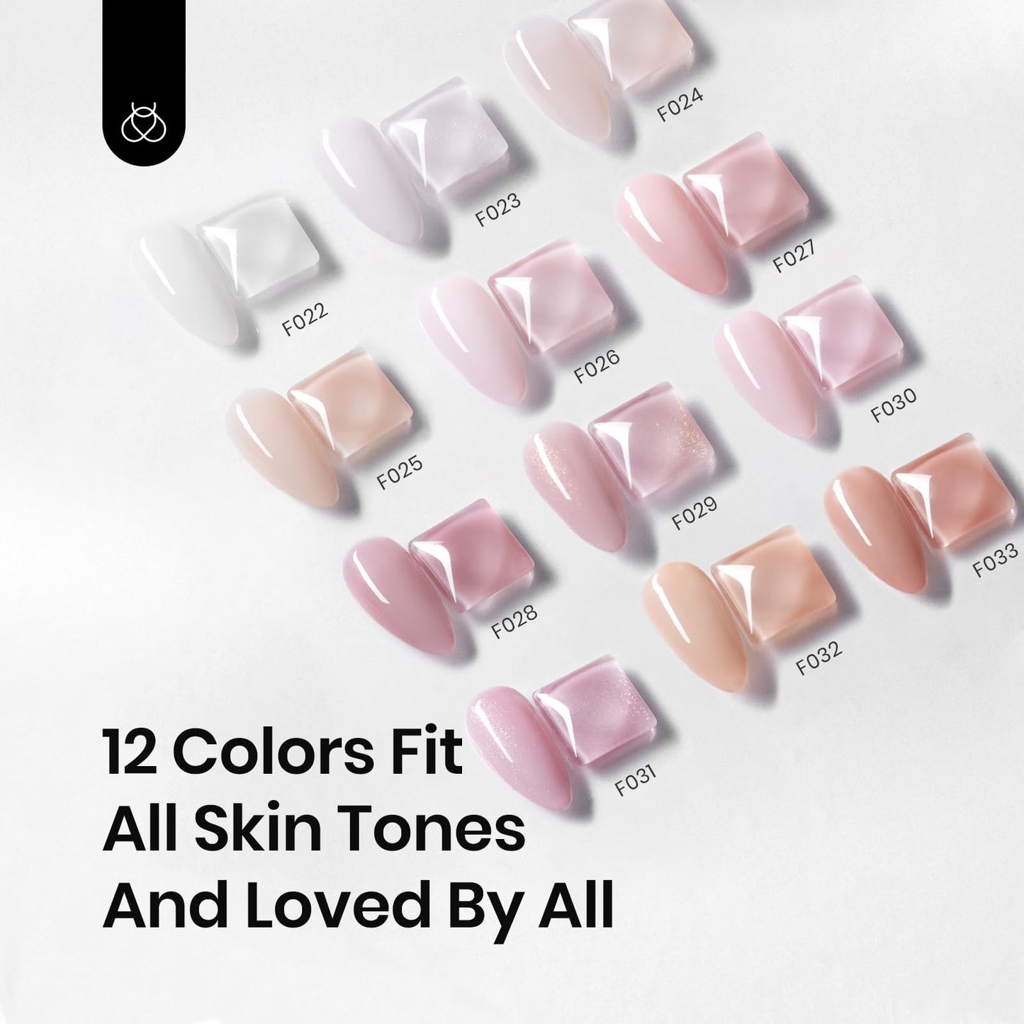 Beetles Builder Gel Nail Polish 12 Colors Nude Gel Polish 3 in 1, Porcelain Doll Pink Nail Polish Sheer Color Rubber Base Strengthener Soak Off U V Nail Art DIY Gift for Women