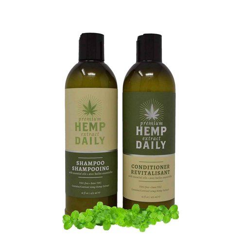 Hemp Daily Shampoo and Conditioner | Hemp, Argan, and Essential Oils | THC-free | 16 fl oz (Shampoo + Conditioner)