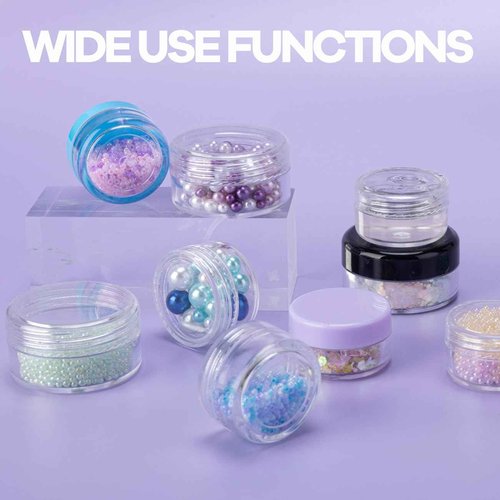 10 Gram 100 Count Sample Containers, Small Plastic Containers with Lids, Empty Sample Jars with Labels and Mini Disposable Spatulas(Black Lid)