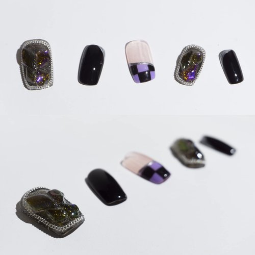 Light Rain Small Size Hand-made Press on Nails, 3D Gel UV Finished False nails with Design by Professional Manicurist