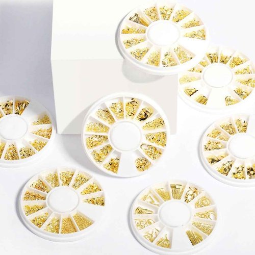 COOSLIM Gold Star Moon Nail Charms 2 Box Nails Art Studs 3D Metallic Star Moon Nails Studs Rhinestones Star Nail Jewelry Decoration Supplies Kit for Women Girls Acrylic DIY Nail Art Accessories D