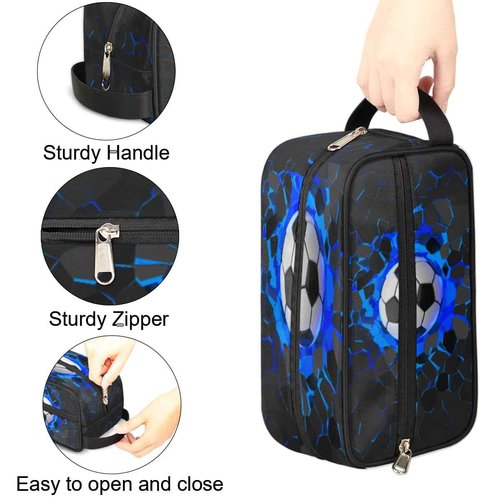SinSenMa 3D Soccer Hanging Toiletry Bag for Boy Men,Travel Cosmetic Bag,Waterproof Makeup Bag,Approved Hygiene Bag Shave Dopp Kit Organizer for Toiletries Shower Bathroom Carry-on Accessories Gifts