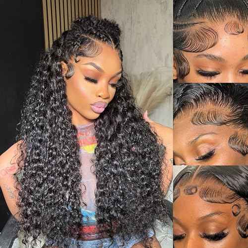 Deep Wave Lace Front Wigs Human Hair 200 Density 13x6 HD Wet and Wavy Human Hair Wig Pre Plucked Pre Bleached Curly Wig Human Hair Glueless Wigs For Women 20 Inch
