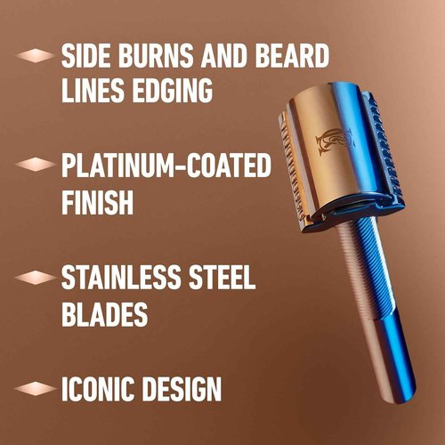 King C. Gillette Safety Razor with Chrome Plated Handle and 5 Platinum Coated Double Edge Safety Razor Blade Refills, Holiday Gifts for Men