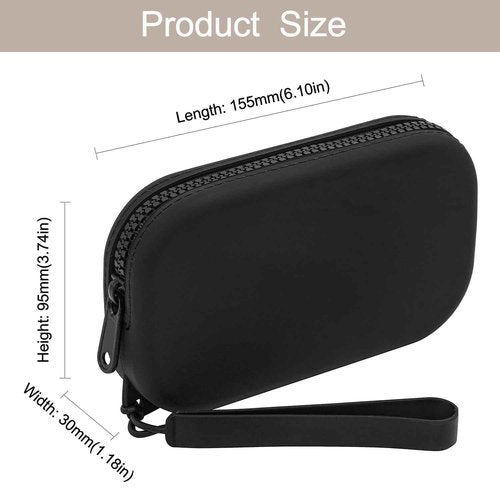 WHHJM Small Silicone Multifunctional Essential Bag Portable Travel Makeup Bag for Women Men Cards Cash Bag Zipper Pouch (Black)