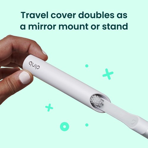 Quip Sonic Toothbrush for Adults - Timed Electric Toothbrush with Cover - Replaceable Brush Head, Soft Bristles, Metal Handle, 3 Month Battery Life - Travel Toothbrush - Indigo