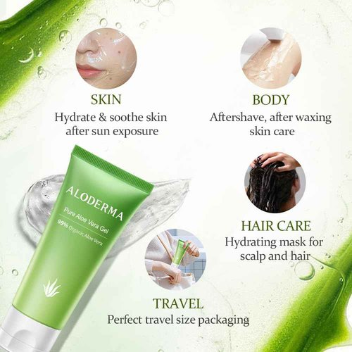 Aloderma Aloe Vera Gel Set 3 Pack - Travel Size Aloe Gel, Aloe Flower Essence Gel, 200g Aloe Vera Gel