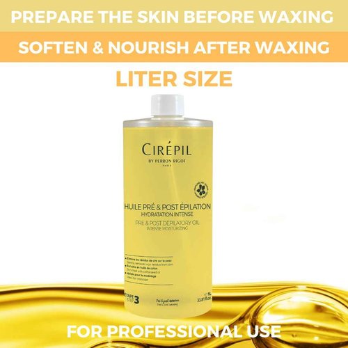 Cirepil - Pre & Post - Depilatory Oil - 1000 ml / 33.81 fl oz - Protects the Skin Before Waxing & Removes Wax Residue - Pre-Waxing & Post-Waxing