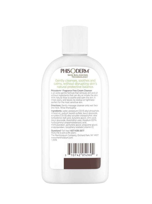 Phisoderm Fragrance Free Cream Cleanser For Sensitive Skin, 6 Ounce (Pack of 3)