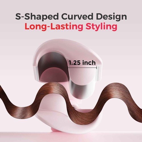 Waver Curling Iron LENA S12 Beach Waver Curling Wand, Hair Tool with 2 Barrels, Anti-Scald Protection, Adjustable Time & Temps, Dual Voltage, Titanium Coating for Effortless, Long-Lasting Waves