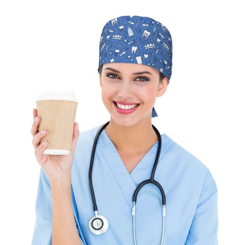 Dental Orthodontics Scrub Caps with Sweatband Adjustable Working Cap Surgical Headgear for Women Men