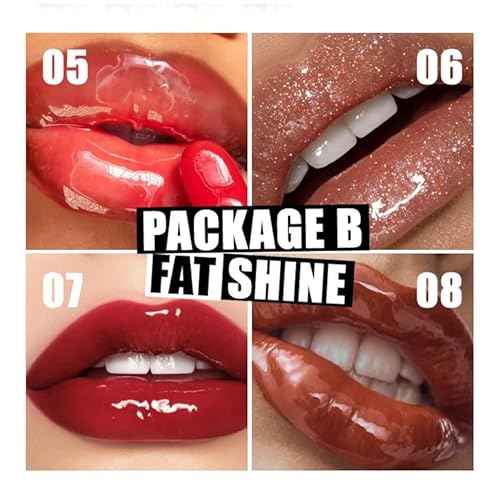 VolksRose 8pcs Lip Gloss Oil Set, Flavored Hydrating Lip Glow Oil, Lipgloss Lipoil Set for Women Girls Teens, Tinted Plumping Lip Gloss Packs, Fat Lip Oil Lip Balm for Dry Lips Nourishing