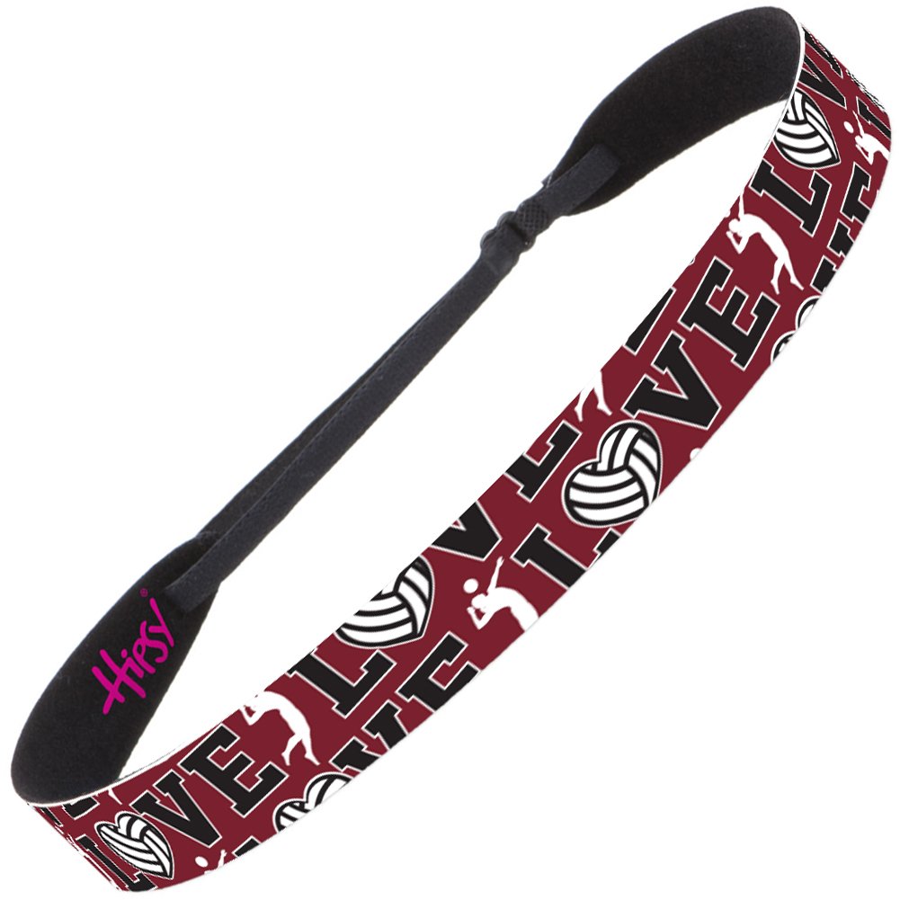 Hipsy Adjustable No Slip Volleyball Headbands for Women Gift Packs (Volleyball Maroon 2pk)