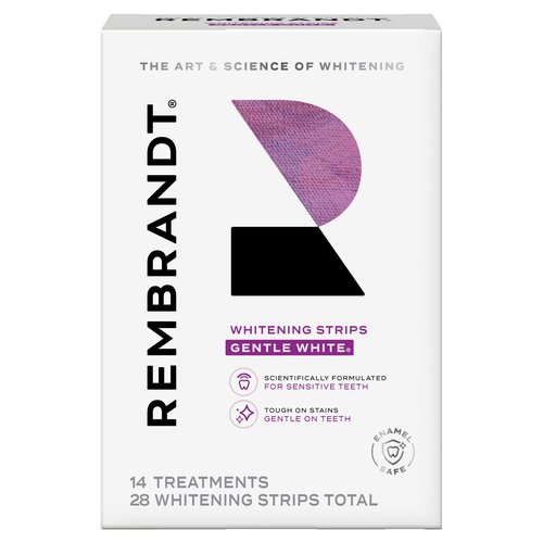 Rembrandt Teeth Whitening Strips, Gentle White, Sensitive Teeth Whitening, Gently Remove Tough Stains, Enamel-Safe, 28 Whitening Strips (14 Treatments)