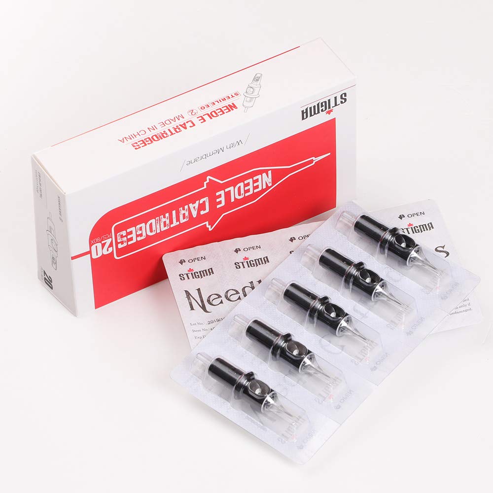 STIGMA #12(1RL) Standard Disposable Tattoo Needle Cartridges with Membrane Safety Cartridges for Tattoo Artists Round Liner 20Pcs Standard Pack EN05-20-1201RL