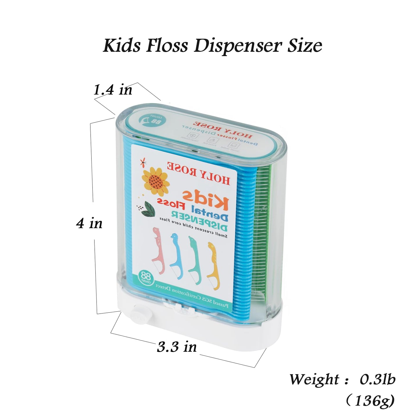 Kids Professional Dental Floss Picks Holy Rose Dental Flossers Dispenser 2Box Suitable for Teenagers,Children,Girls,Boys、Unflavored Floss Sticks,Neat,Hygienic