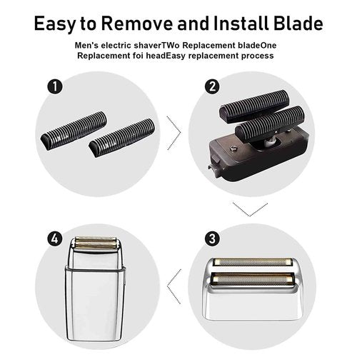 Shaver Replacement Foil and Cutters compatible with BaBylissPRO Barberology Double FXFS2 (2PC Silver)