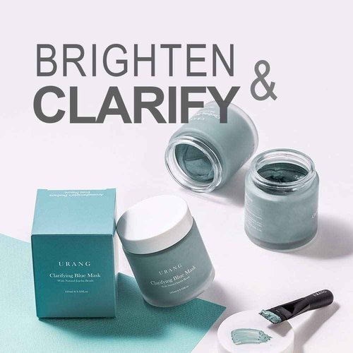 URANG Clarifying Blue Face Mask 3.55 oz | Wash-Off, Clarifying & Exfoliating Blue Clay Face Mask With Jojoba Beads | Reduce Acne, Blackheads & Tighten Pores | Safe For All Skin Types Dry & Sensitive