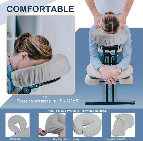 Pack of 10, Premium Microfiber Face Cradle Covers - Ultra Soft Fitted Massage Table Cradle Cover, Spa Table Headrest Protectors (Light Grey)