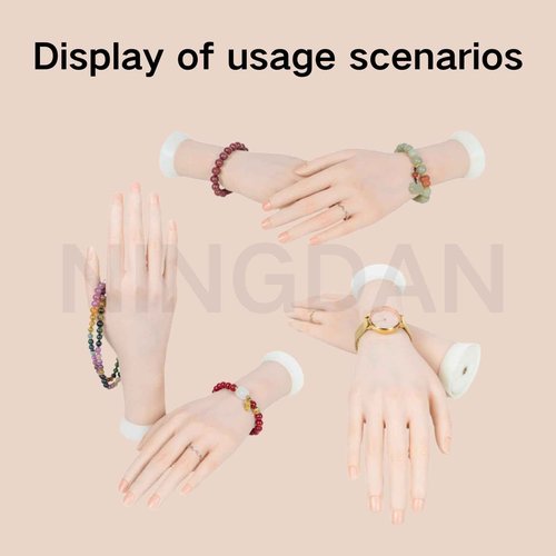 Realistic Practice Hand Flexible Bendable Nail Practice Hand With Holder，NINGDAN Hand Nail Art Training Tools Necklace Bracelet Ring Stand for Showing Photography Props Nail Tech (1pcs Right+bracket)