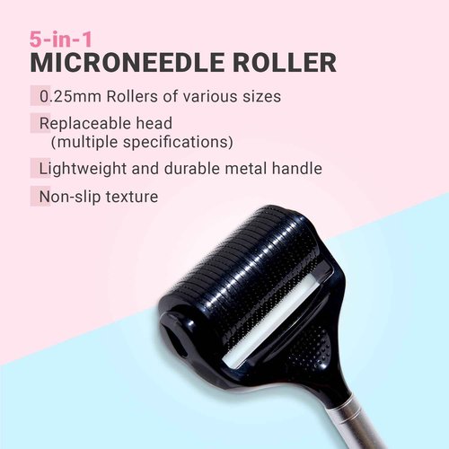 WEBOMTIME Derma Roller 5 in 1 Titanium Microneedle Steel Handle Face Ice Roller for Face Neck Scalp and Hair Growth – Micro Needling for Eye for Puffy Eyes and Serum Absorption