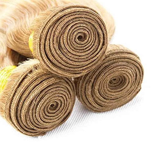 Giginger Bundles Human Hair P27/613 Blonde Straight Human Hair Bundles 10 12 14 Inch Highlight Honey Blonde Unprocessed Quick Weave Soft Sewn In Hair Extensions for Black Women