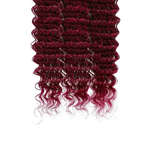 Hydtxc Curly Bundles Human Hair 99J Burgundy 8 10 12 Inch Deep Wave Human Hair Bundles Wine Red Unprocessed Brazilian Virgin Hair Double Weft Quick Weave for Black Women