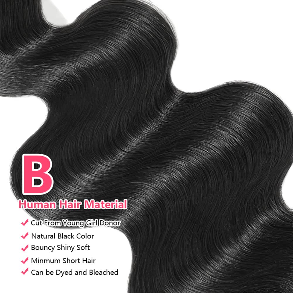 10A Brazilian Body Wave 1 Bundle 32 Inch Single Bundles Human Hair Body Wave One Bundle 100% Unprocessed Remy Virgin Human Hair Weave Bundles 1B Natural Black