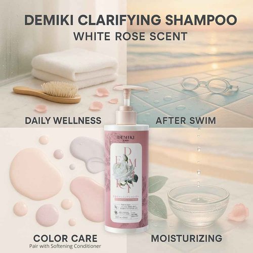 DEMIKI Japanese Shampoo for Women,Anti-Dandruff with Keratin,Clarifying Shampoo for Oily Hair,Sulfate Free,Rose Scent,Volumizing,hair care,Repairs,Strengthens,Nourishes and Softens,450ml 16fl oz