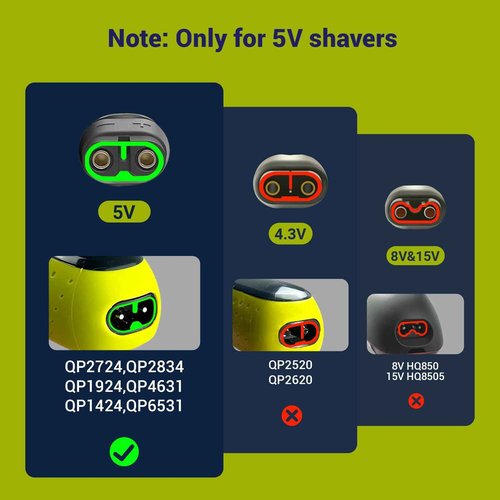 5V Charger Cord Compatible with Philips Norelco OneBlade Electric Shaver QP2724 QP2834 MG5910 MG7900 MG7910 MG9510 2400 3600 3000 5000 7000 Series Replacement One Blade Razor for Men Power Supply