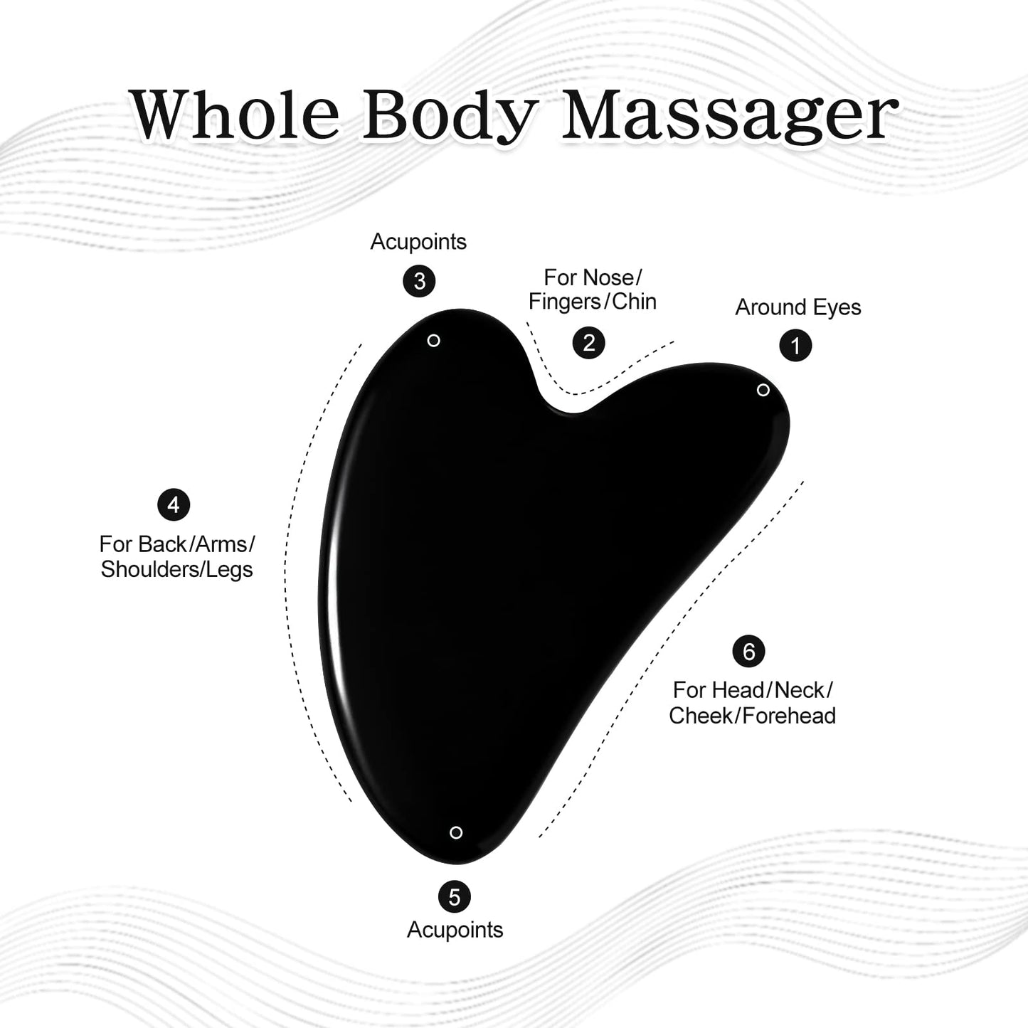 rosenice Gua Sha Facial Tools Black Guasha Tool Gua Sha Jade Stone for Face Skincare Facial Body Acupuncture Relieve Muscle Tensions Reduce Puffiness Festive Gifts