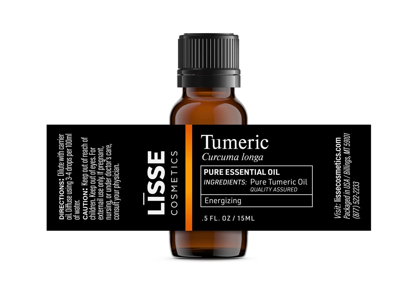 Lisse 100% Pure Essential Oil - Batch Tested & Verified - Turmeric (0.5 Fl Oz)