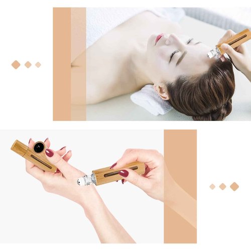 MYKASEN 12Pcs 10ml Roller Bottles Balls for Essential Oils, Roll on Bottles with Bamboo Shell Clear Glass Inner, Portable Refillable Perfume Sample Bottle with Stainless Steel Ball